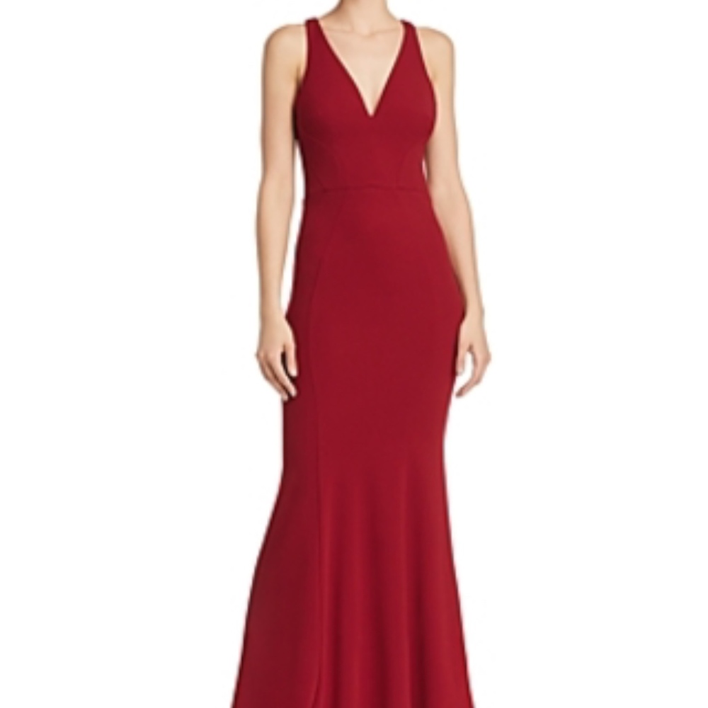 Bariano Gem Racerback Crepe Gown in Dark Red, Medi